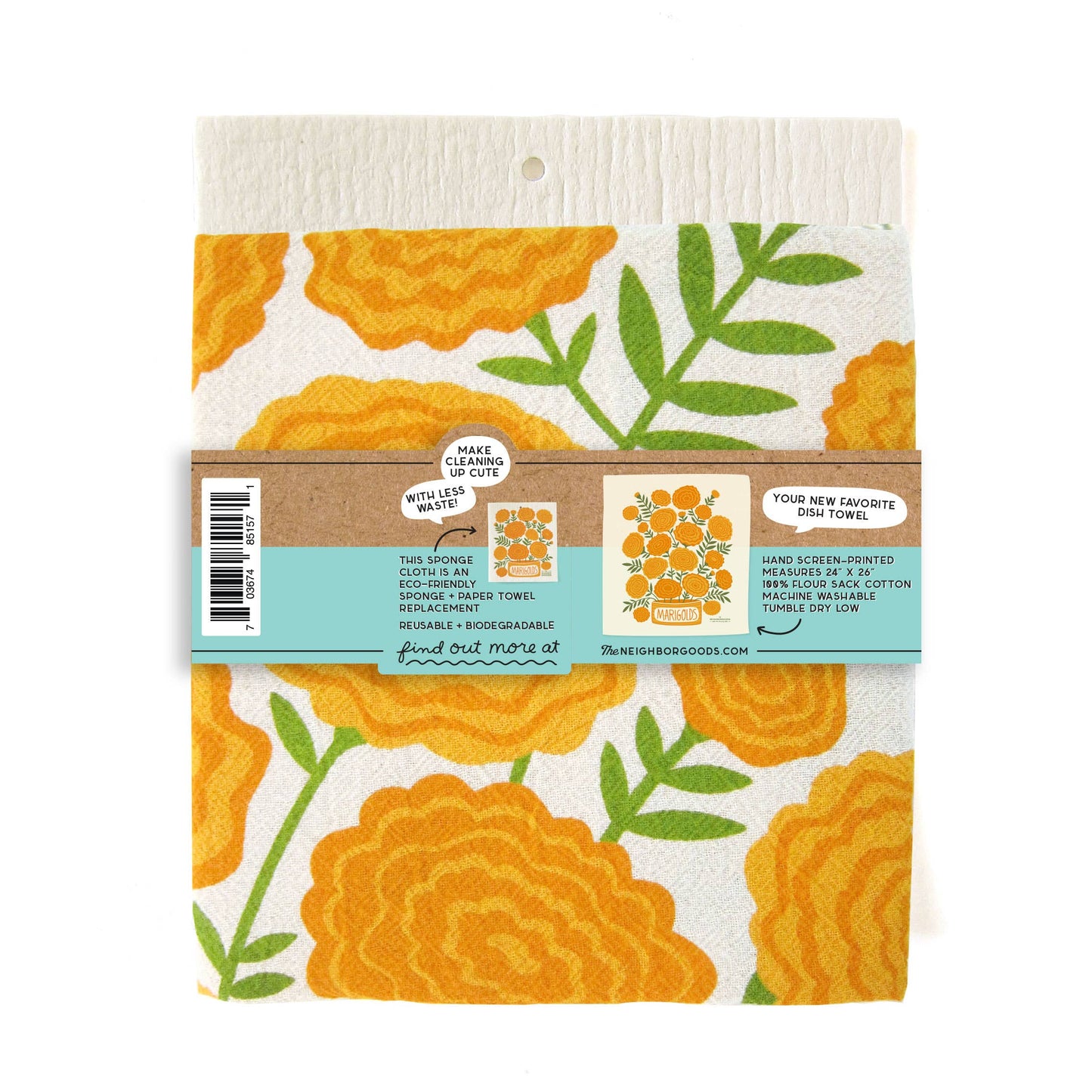 Marigolds - Dish Towel + Sponge Cloth Set