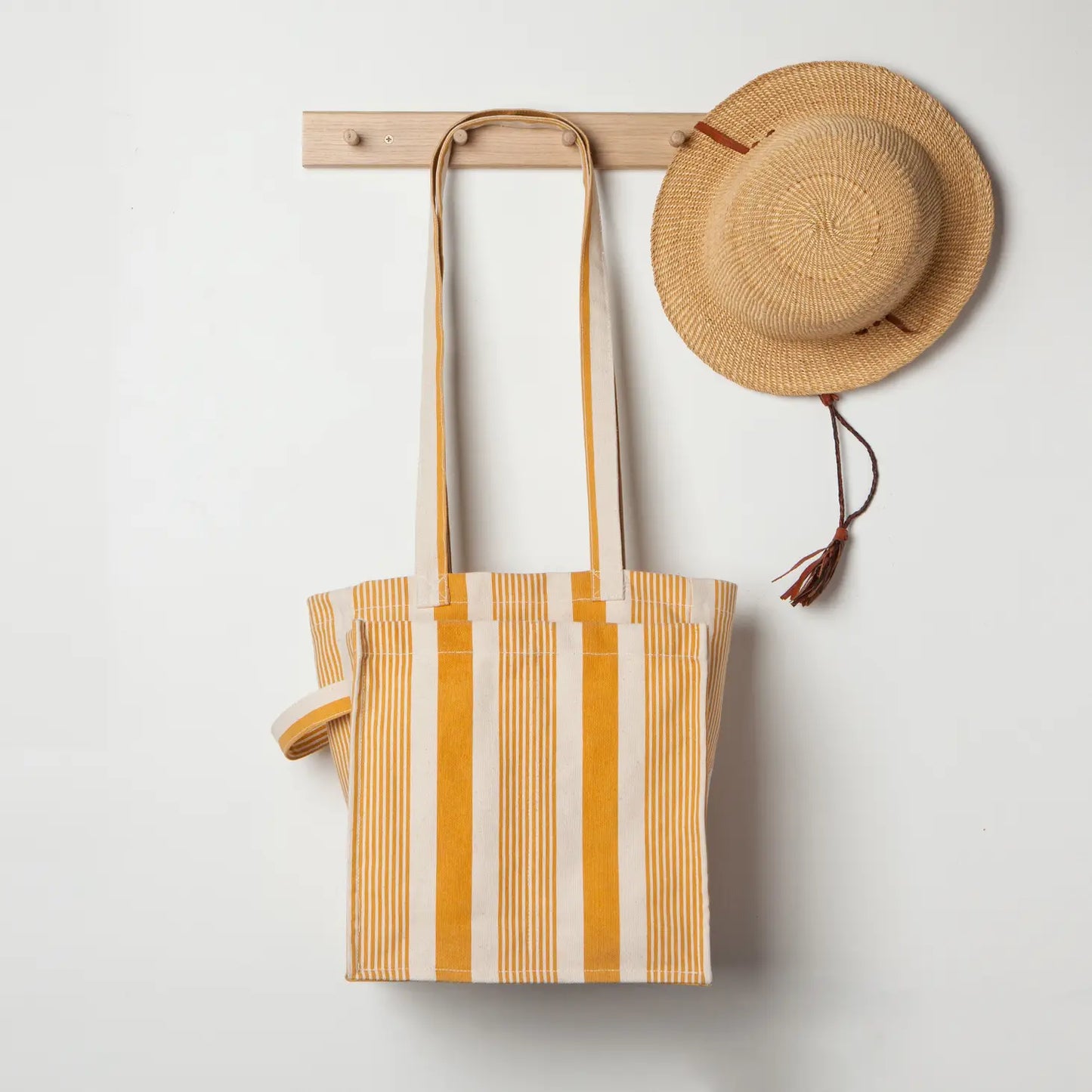 Ochre Stripe Canvas Shopping Tote