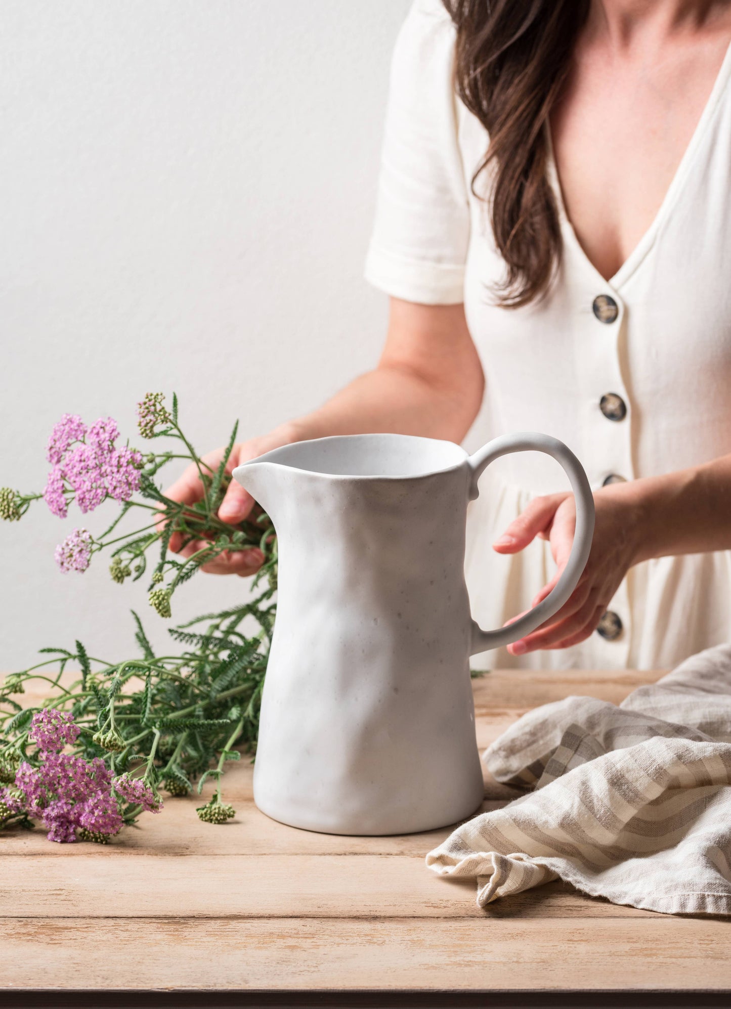 Handmade White Pitcher