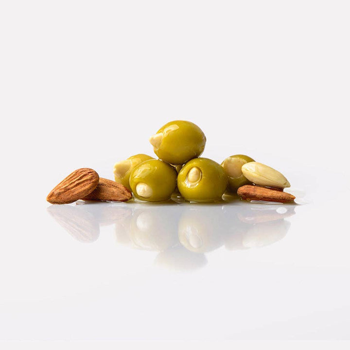 Triana Olivas. Manzanilla Olives stuffed with Almonds.