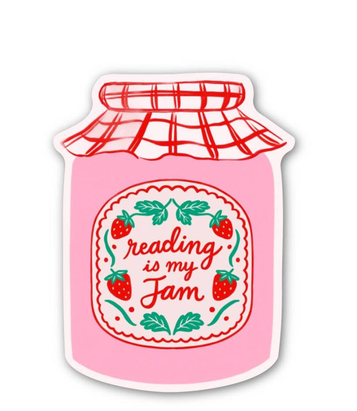 Reading Is My Jam Sticker – Cute Strawberry Jam Jar