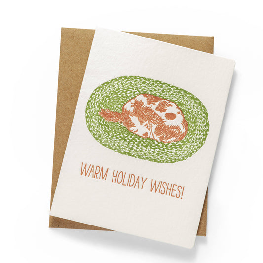 Puppy Holiday Wishes | Letterpress Greeting Card | Holiday: Set of 6