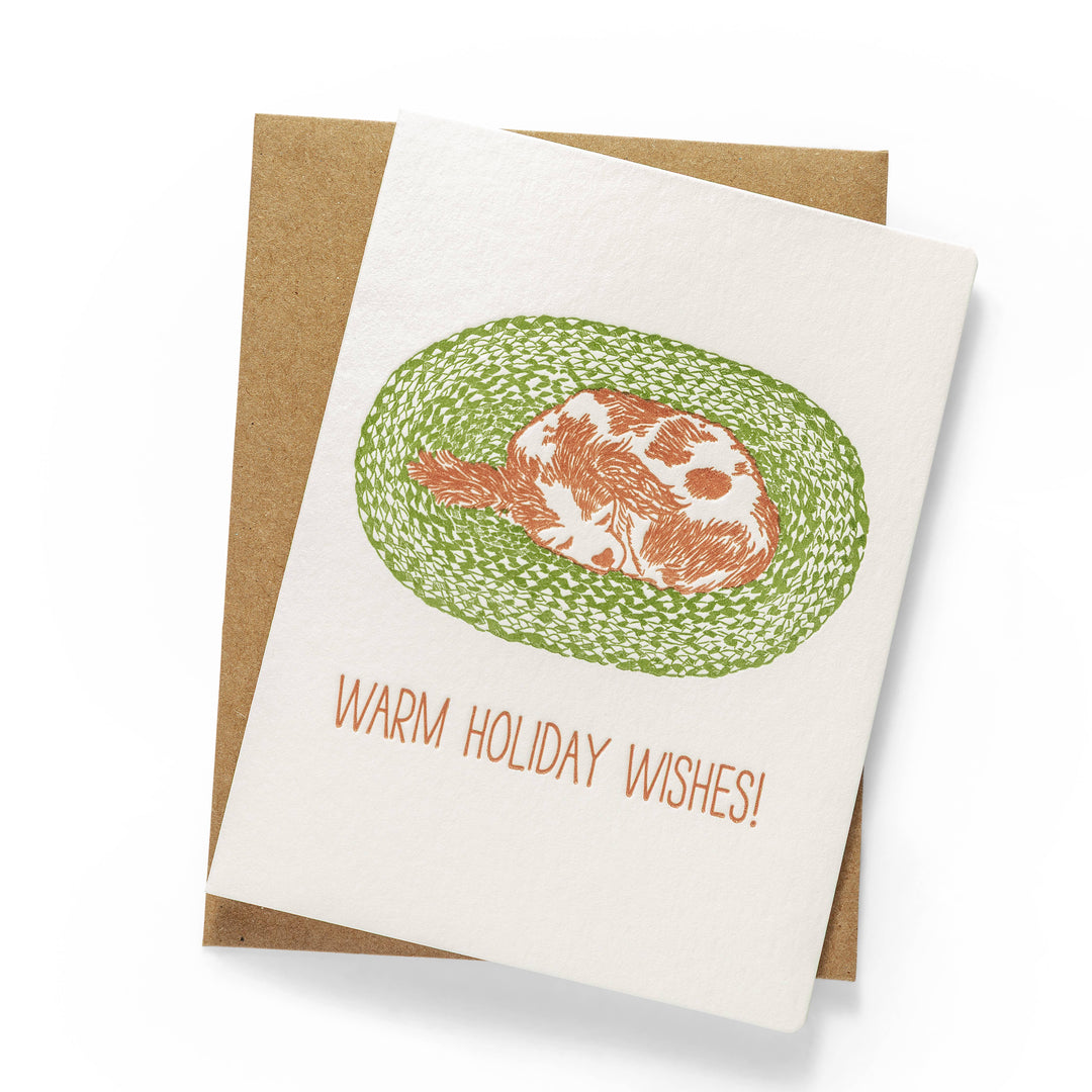 Puppy Holiday Wishes | Letterpress Greeting Card | Holiday: Individual