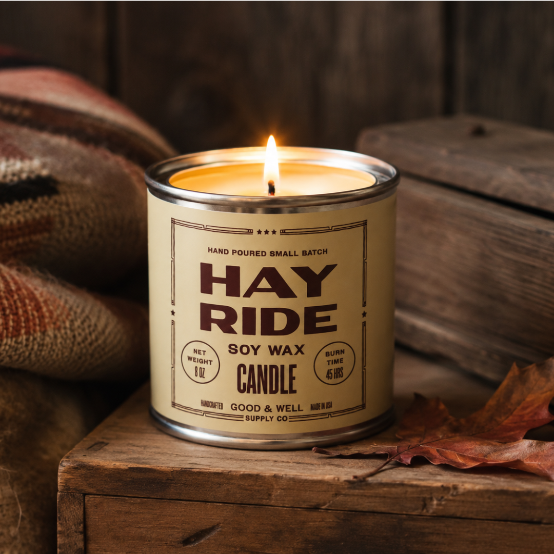 Hay Ride Soy Candle - Fall Collection: 1/2 Pint / Cotton Wick