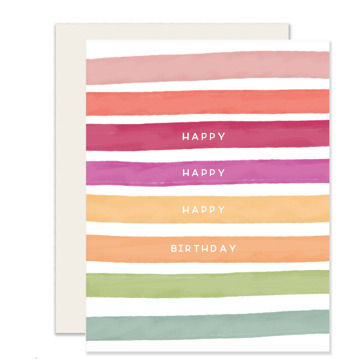 Happy Stripes | Colorful Happy Birthday Card: Boxed Set of 6