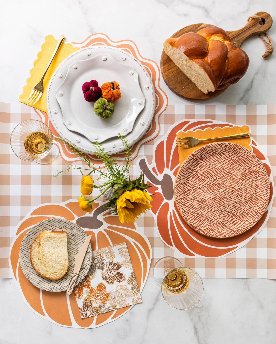Orange Gingham Paper Table Runner