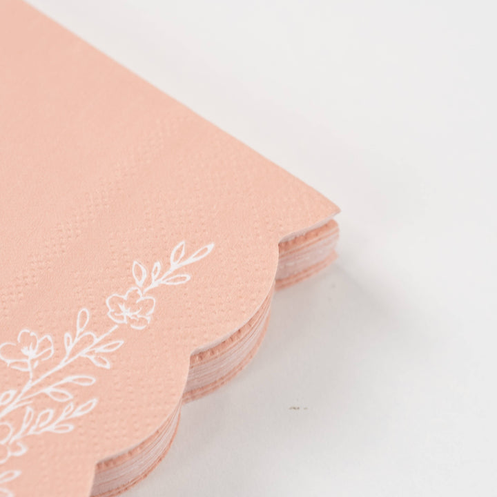 Floral Elegance Pink Beverage Napkins