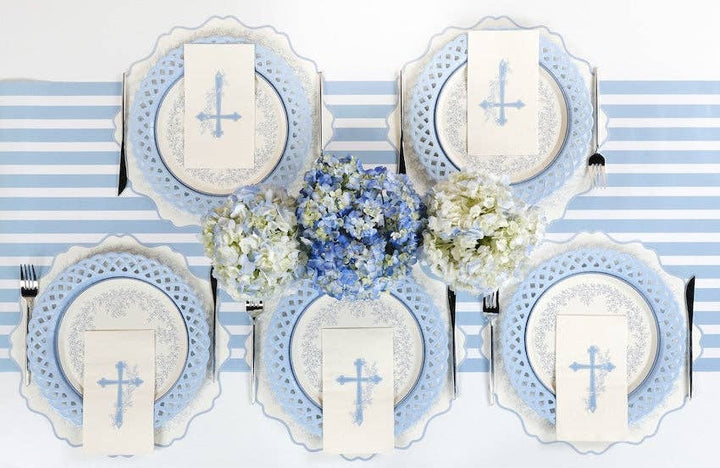 Light Blue Basketweave Dinner Paper Plates