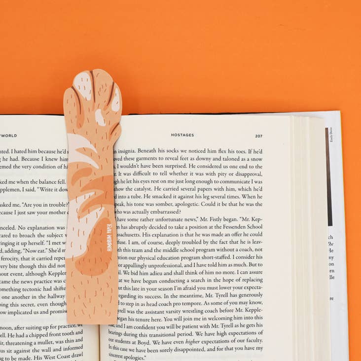 Cat Paw Bookmark - Orange (it's die cut!)