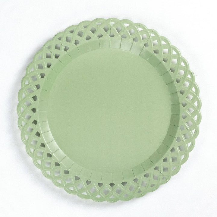Sage Basketweave Dinner Paper Plates