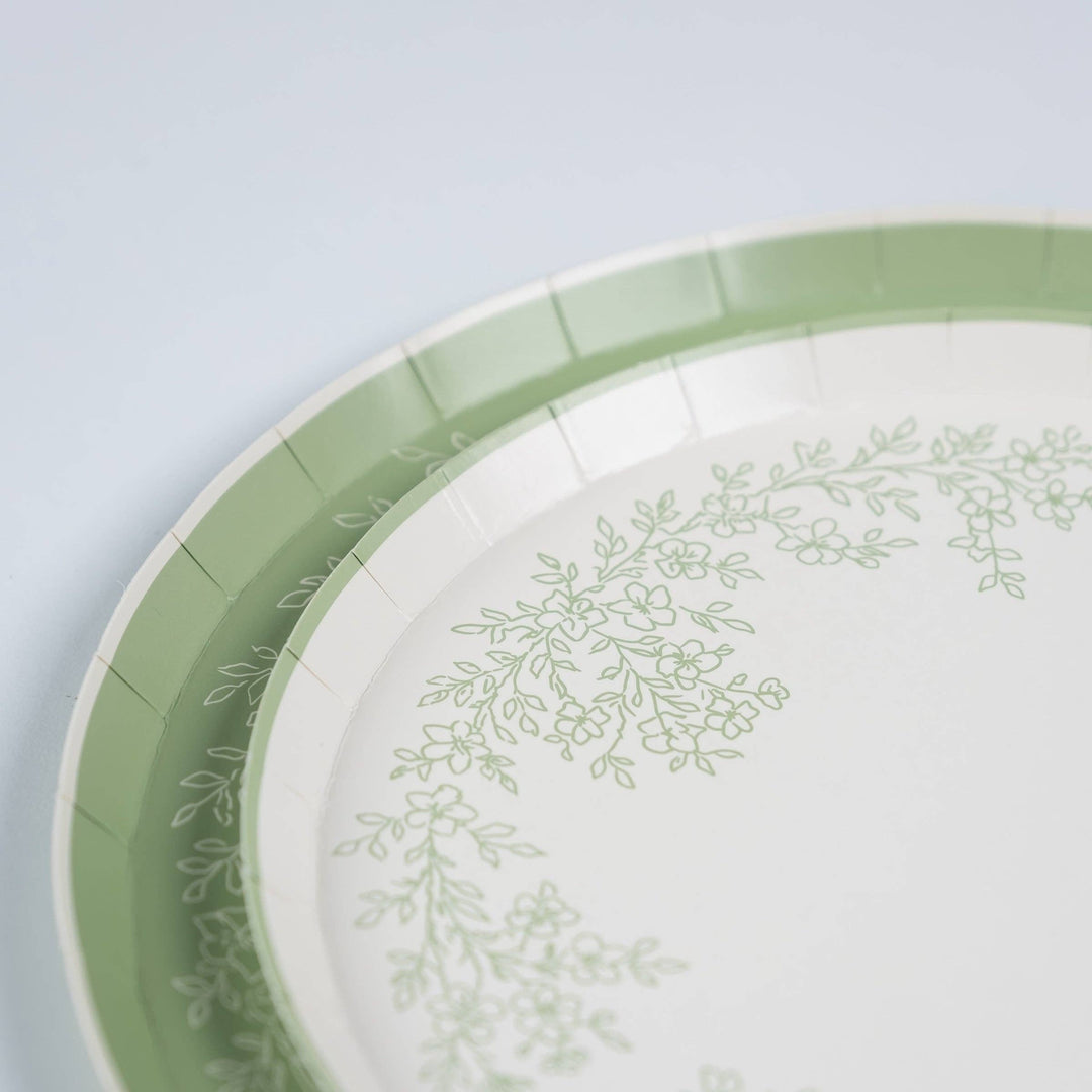 Floral Elegance Sage Dinner Plates