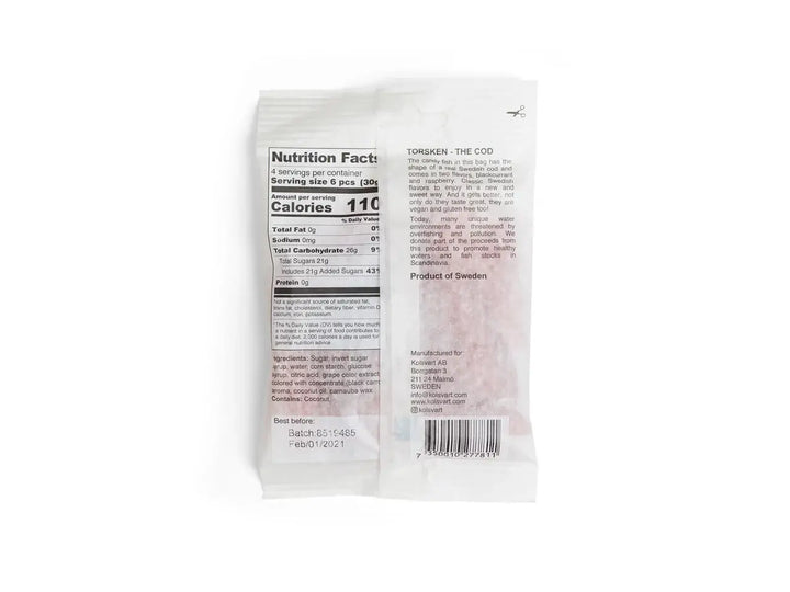 Kolsvart Torsken Blackcurrant Raspberry Swedish Candy Fish