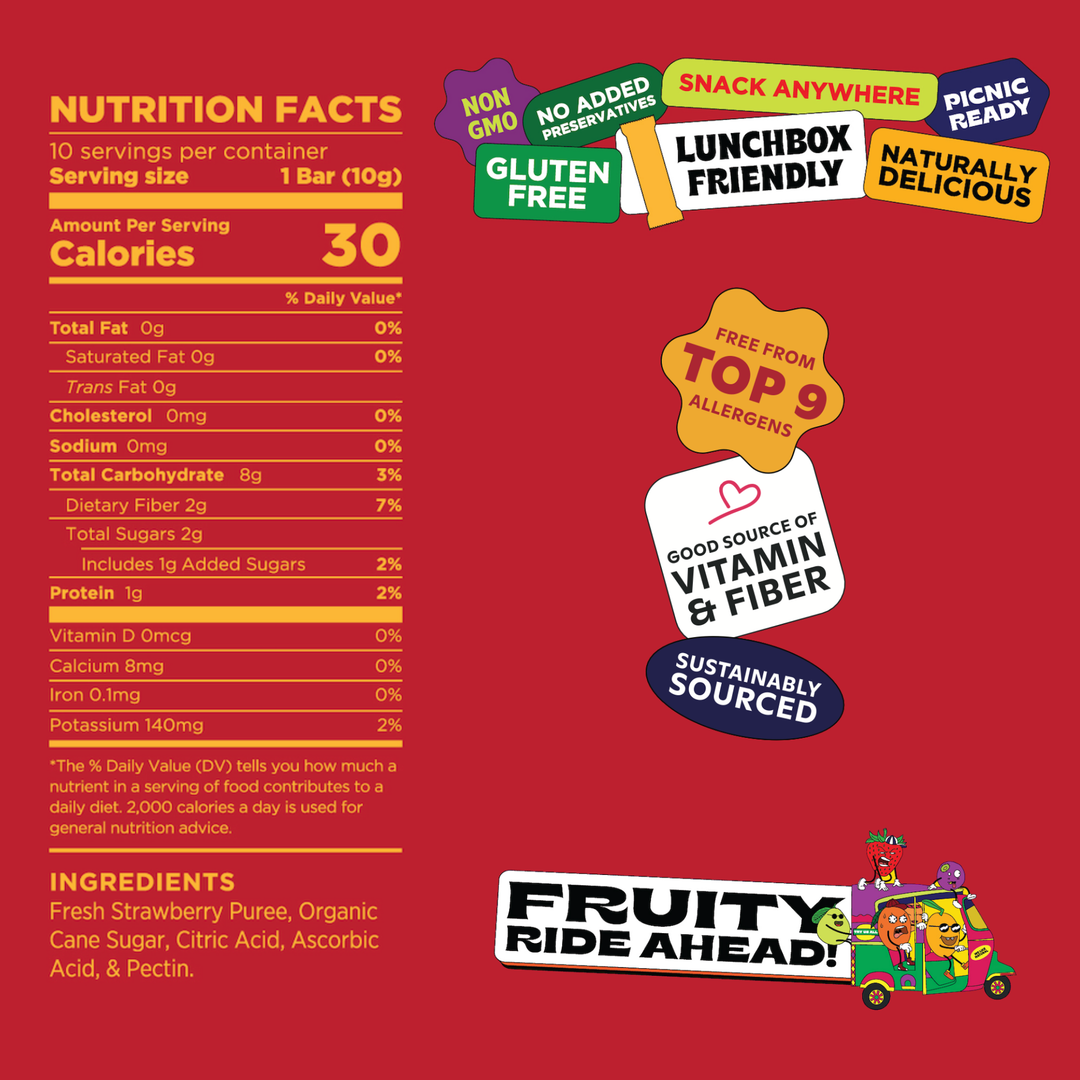 Sassy Strawberry -Natural Fruit Snacks-Dried Fruit Bar Bulk