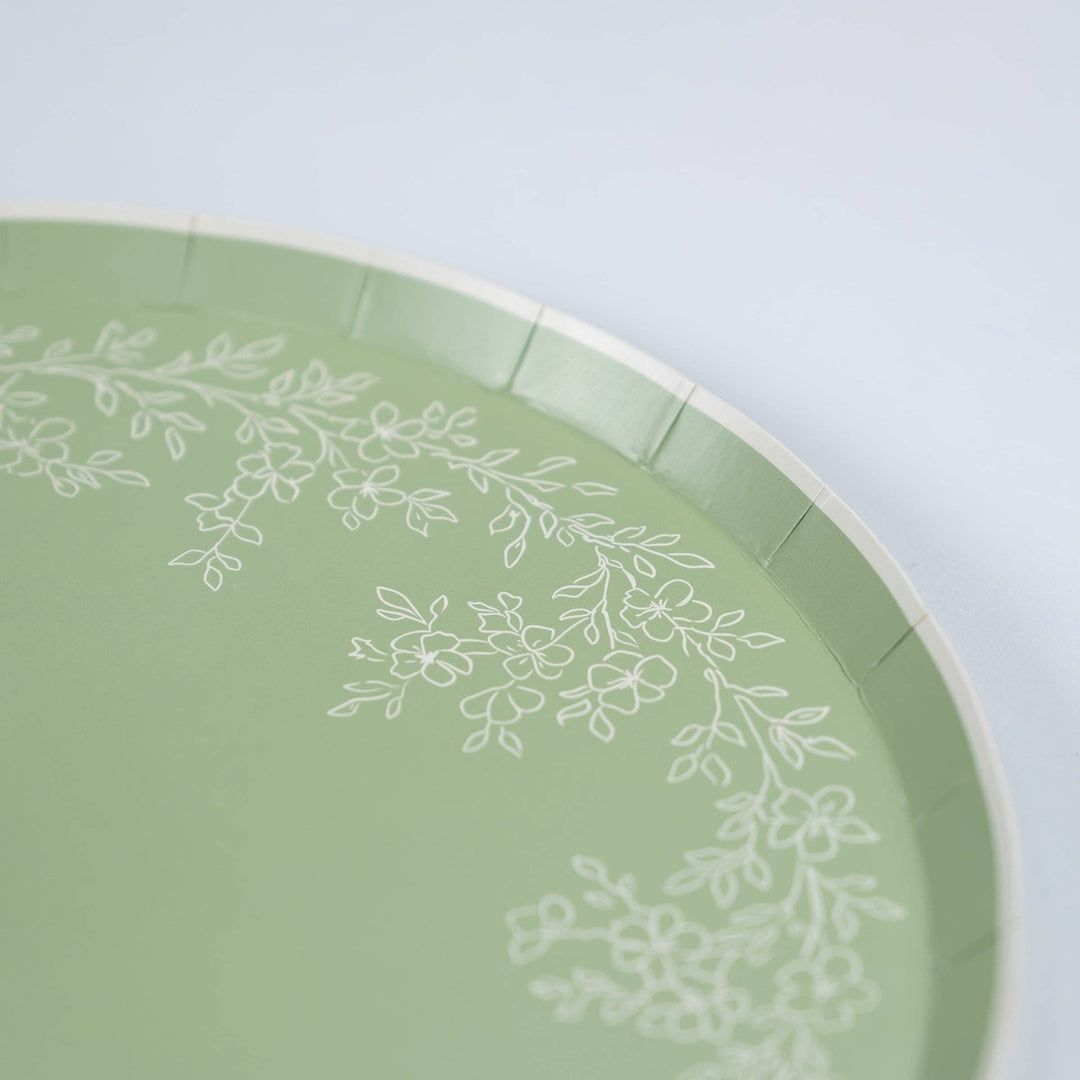 Floral Elegance Sage Dinner Plates