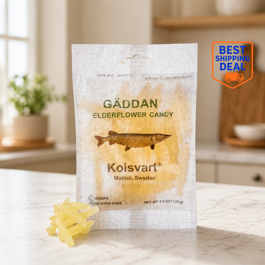 Kolsvart Gäddan Elderflower Swedish Candy Fish 4.25oz