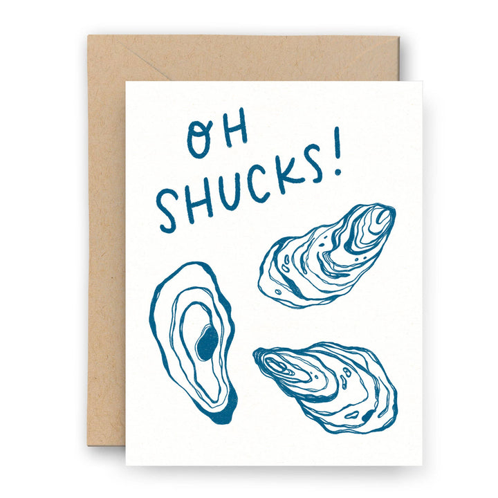 Oh Shucks! Oyster Shell Letterpress Card