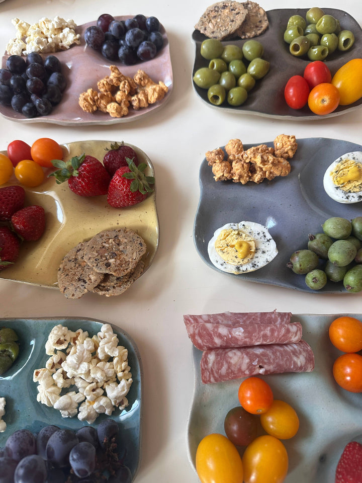 Ceramic Snack Plate (Four Wells): Butter yellow