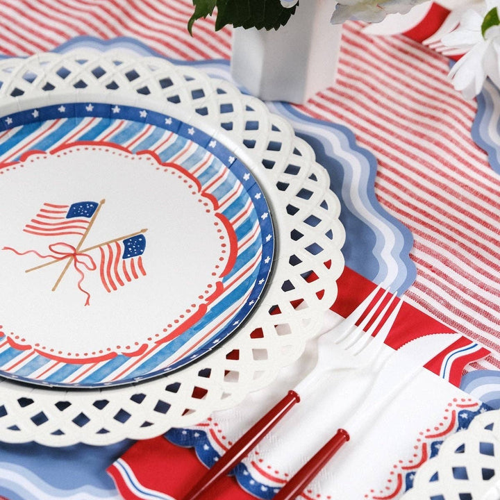 White Basketweave Dinner Paper Plates