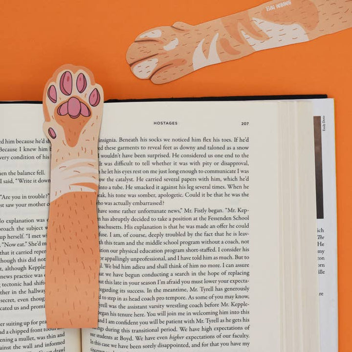 Cat Paw Bookmark - Orange (it's die cut!)