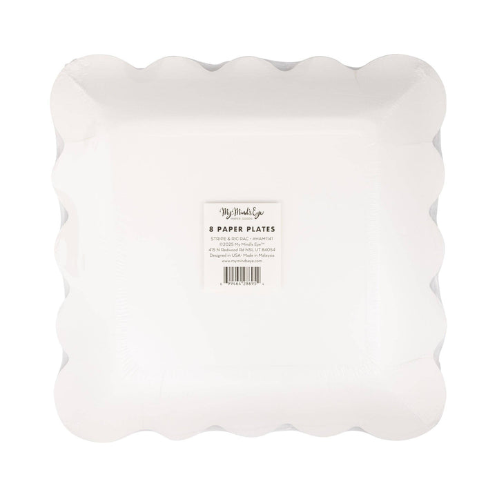 HAM1141 - Hamptons Stripes 9" Ric Rac Trim Paper Plate