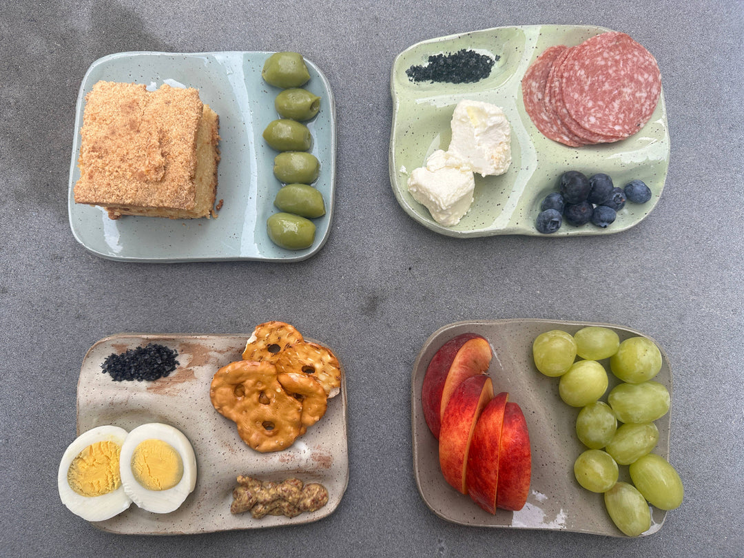 Ceramic Snack Plate (Four Wells): Butter yellow