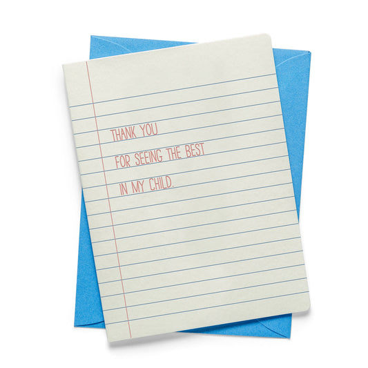 Thank You Teacher | Letterpress Greeting Card | Teacher