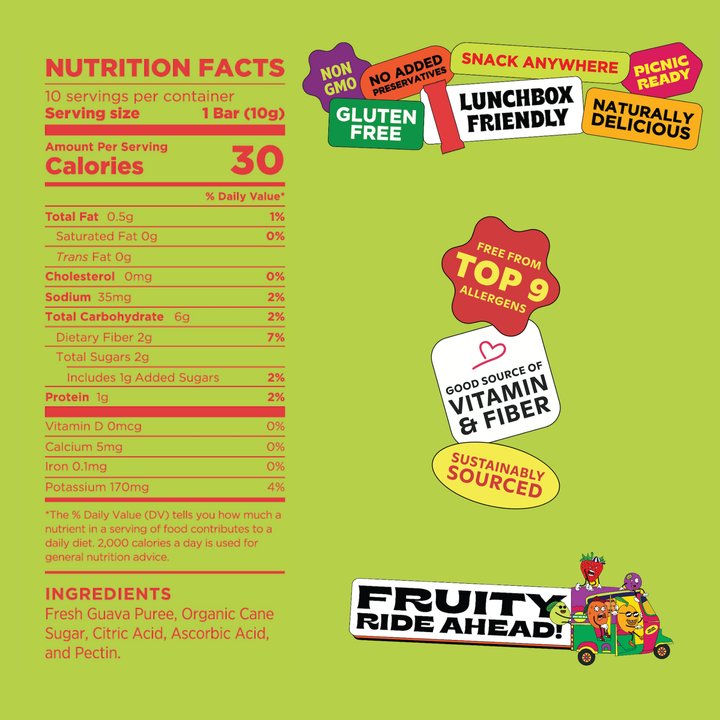 Groovy Guava - Natural Fruit Snacks- Dried Fruit Bars Bulk