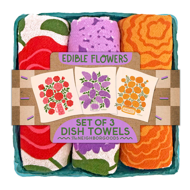 Edible Flowers Dish Towel Set - 3 Pack