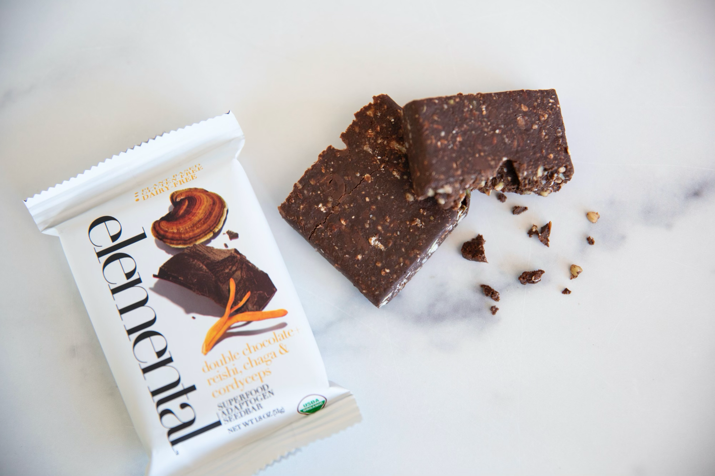 Elemental Superfood Bars - Double Chocolate + Reishi, Chaga & Cordyceps