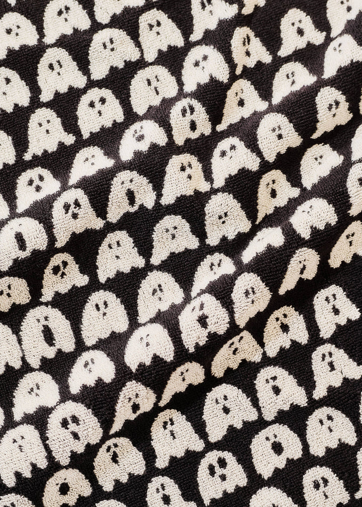 Ghost Spooky Cute Black and White Terry Cloth Hand Towel