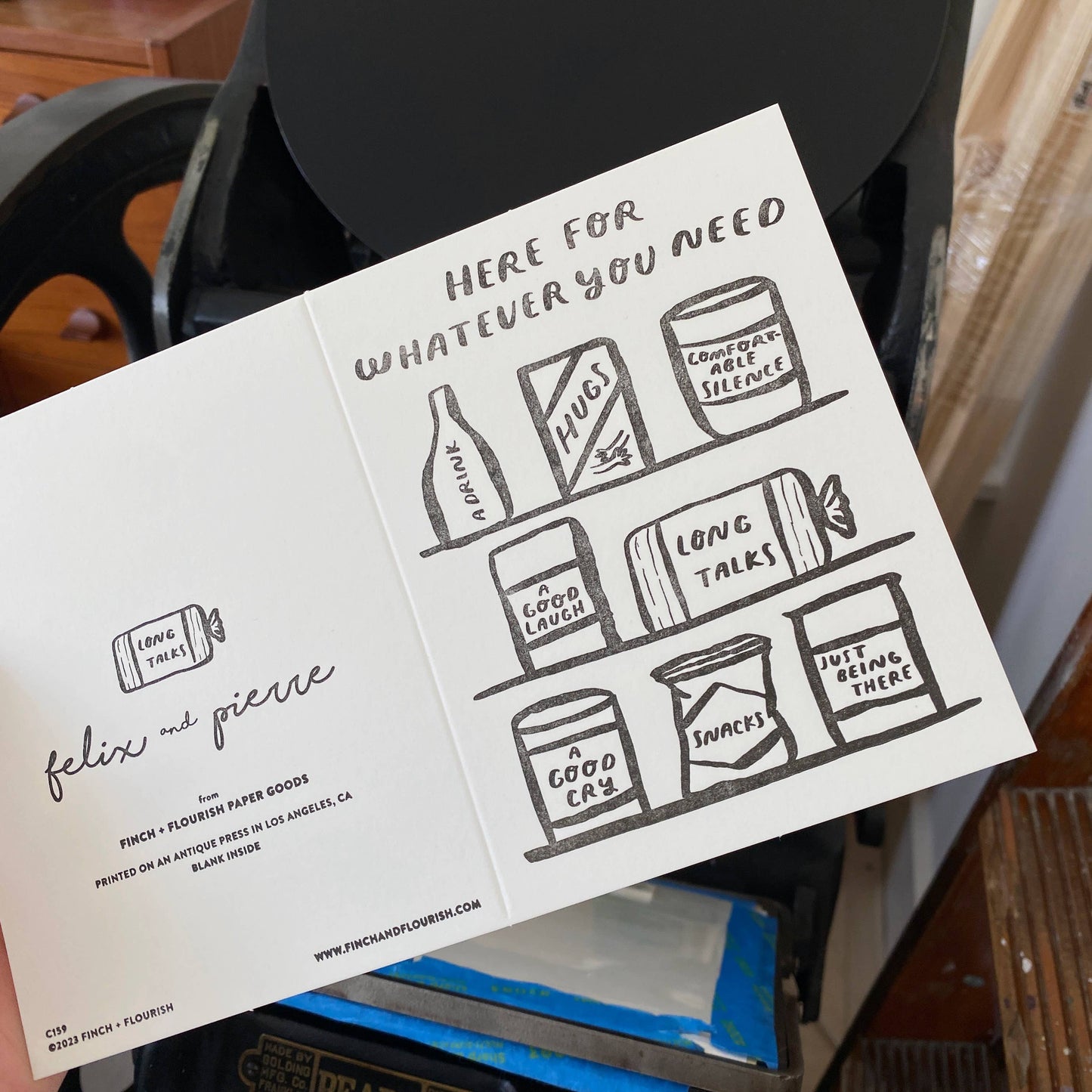 Here For You Pantry Letterpress Card