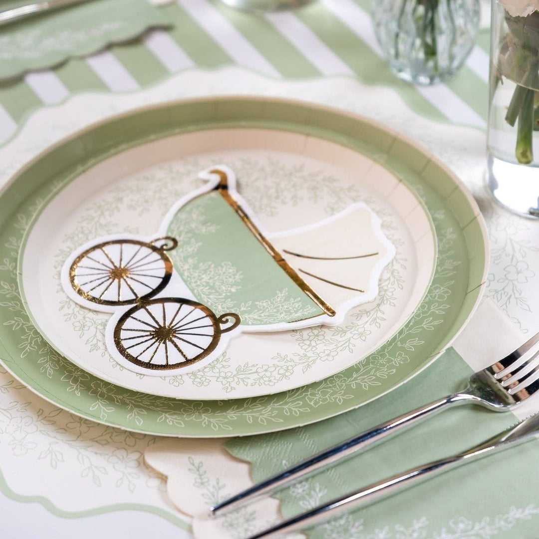 Floral Elegance Sage Beverage Napkins