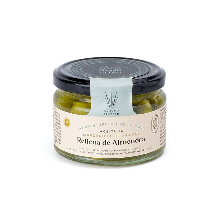 Triana Olivas. Manzanilla Olives stuffed with Almonds.