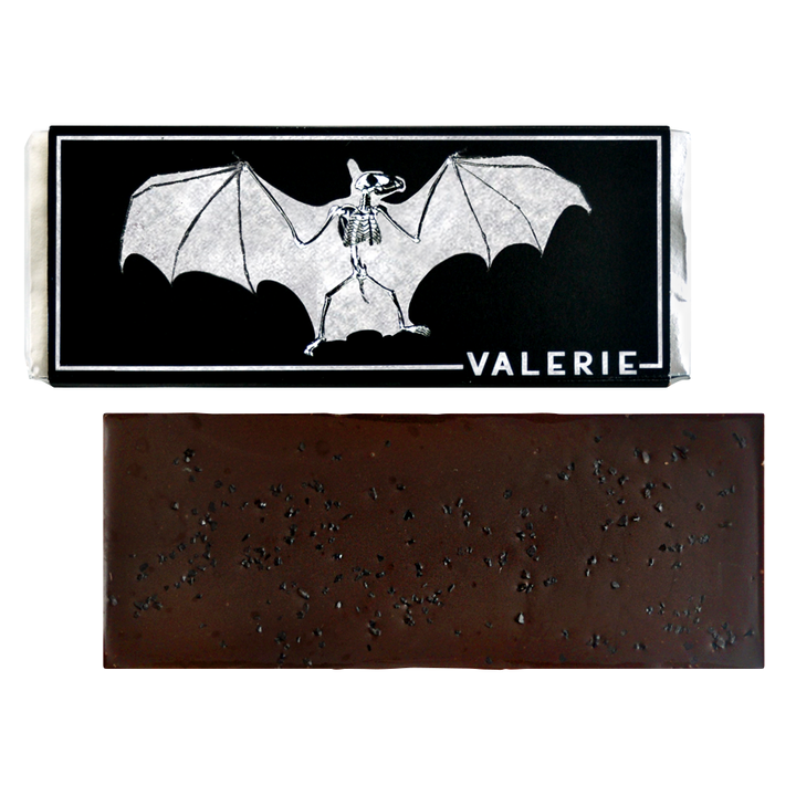 72% Dark Chocolate Bat Bar with Black Lava Salt – 75g
