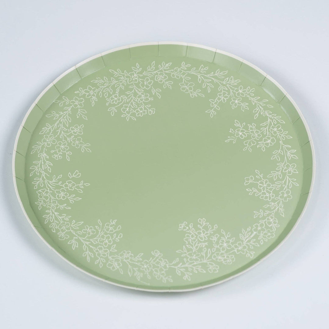 Floral Elegance Sage Dinner Plates