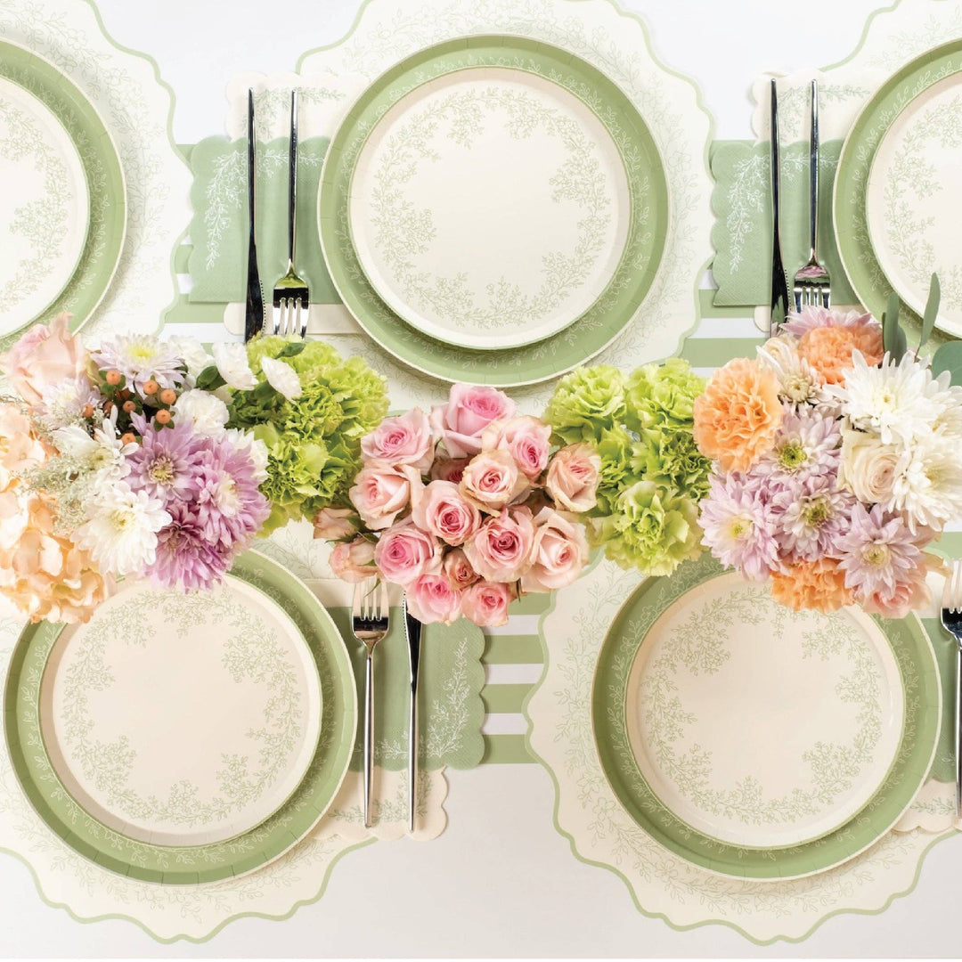 Floral Elegance Sage Dinner Plates