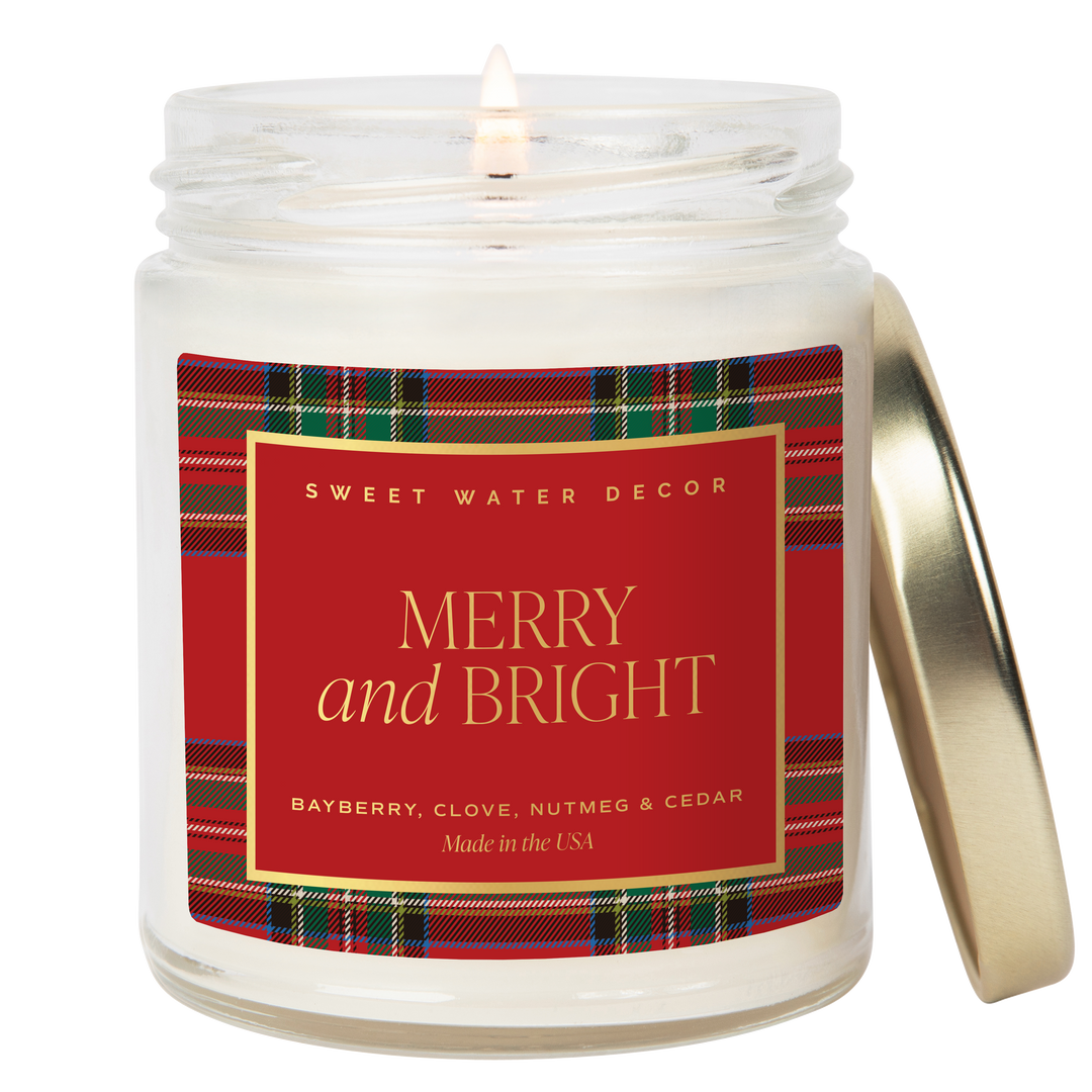 Merry and Bright 9 oz Soy Candle - Christmas Decor