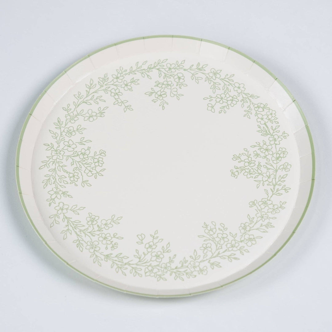 Floral Elegance Sage Dessert Plates