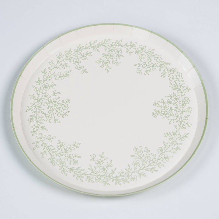 Floral Elegance Sage Dessert Plates