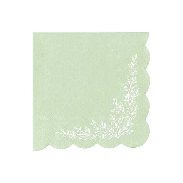 Floral Elegance Sage Beverage Napkins