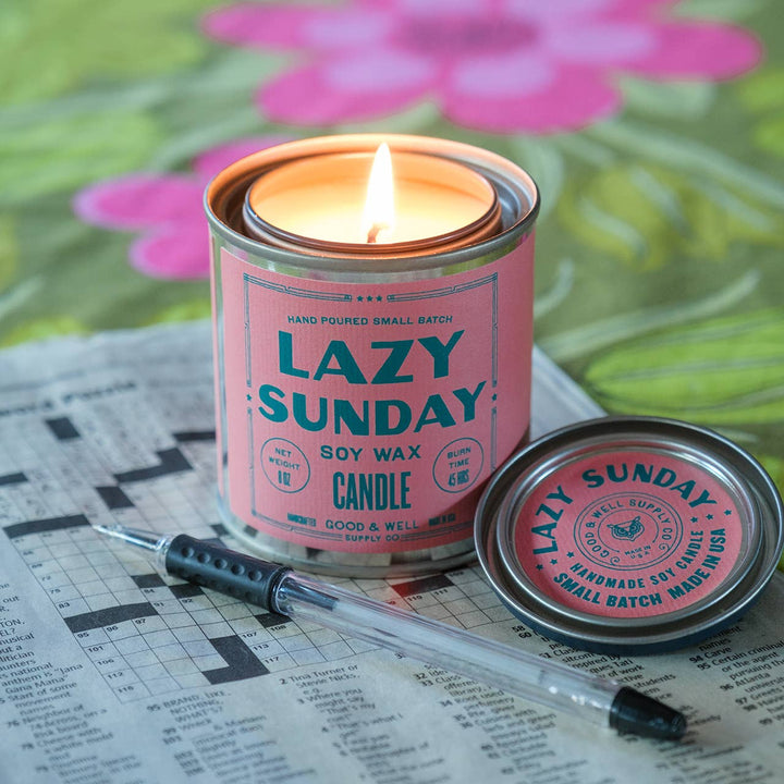 Lazy Sunday Soy Candle - Happy Place Collection: 1/2 Pint / Cotton Wick