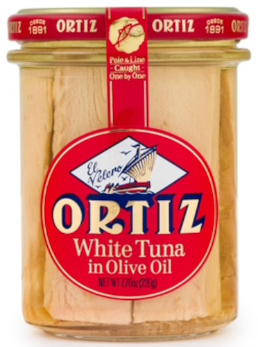 Ortiz  Bonito del norte white tuna in olive oil glass jar
