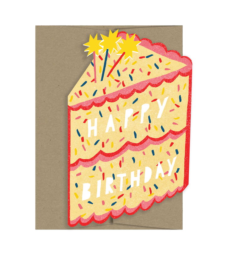 Birthday Star Cake - Die Cut Card