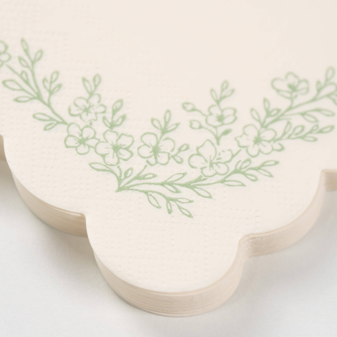 Floral Elegance Sage Guest Towels