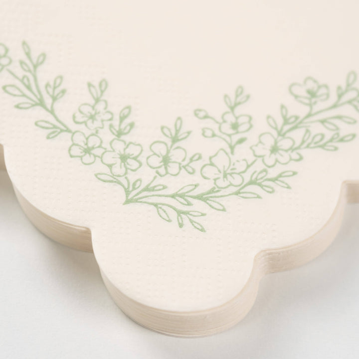Floral Elegance Sage Guest Towels