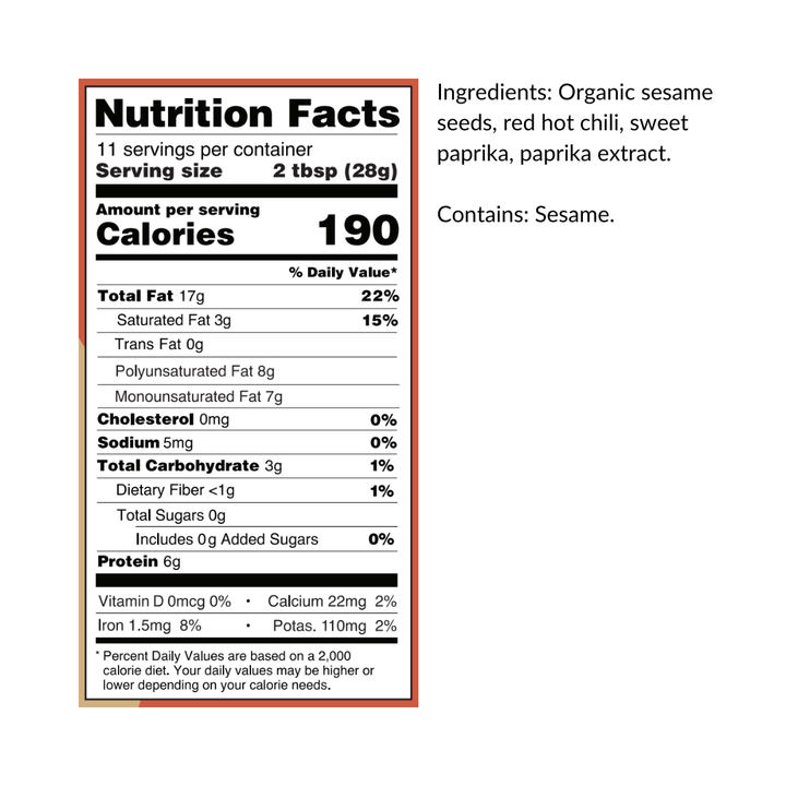 Organic Spicy Tahini Squeeze Bottle, 6/310g