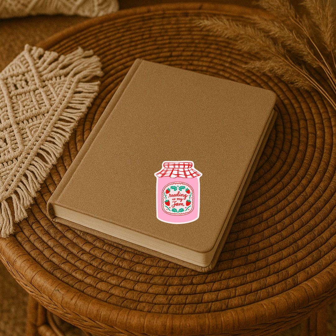Reading Is My Jam Sticker – Cute Strawberry Jam Jar