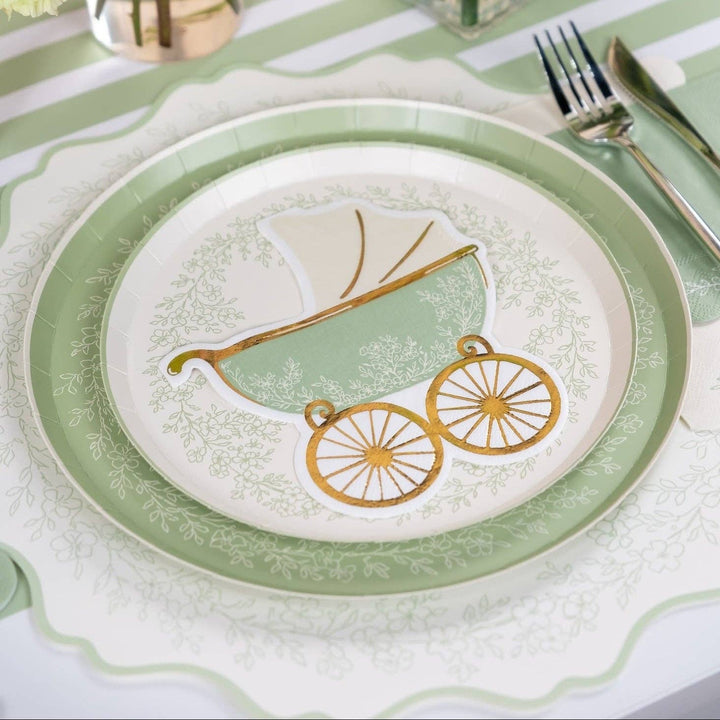 Floral Elegance Sage Dessert Plates