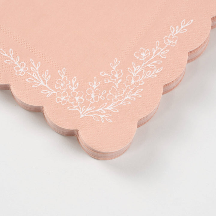 Floral Elegance Pink Beverage Napkins