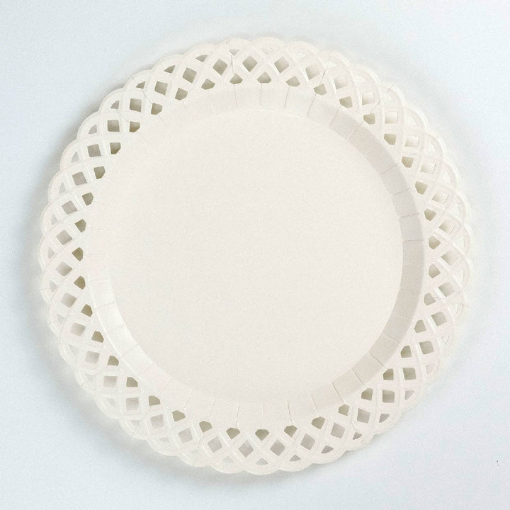 White Basketweave Dinner Paper Plates